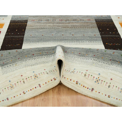 Modern and Contemporary Wool Hand Knotted Rug Ivory No Border 8.3X11.4 -O065757