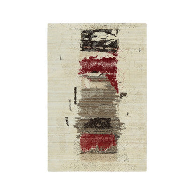 Modern and Contemporary Wool Hand Knotted Rug Ivory No Border 4.0X6.0 -O065759