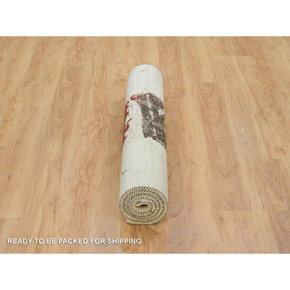 Modern and Contemporary Wool Hand Knotted Rug Ivory No Border 4.0X6.0 -O065759