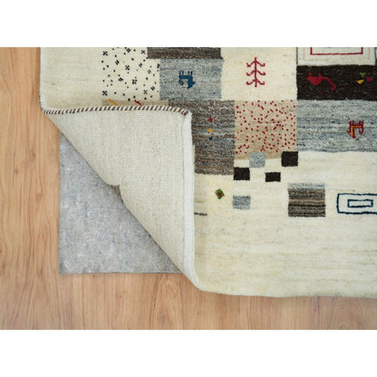 Modern and Contemporary Wool Hand Knotted Rug Ivory No Border 4.0X6.1 -O065760