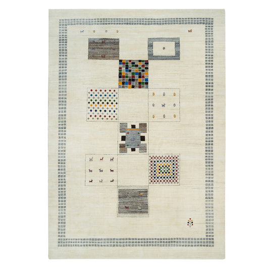 Tribal & Geometric Wool Hand Knotted Rug Ivory No Border 8.1X11.6 -O065768