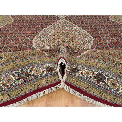 Fine Oriental Wool Hand Knotted Rug Red Porcelain Ivory 10.0X13.10 -O065769