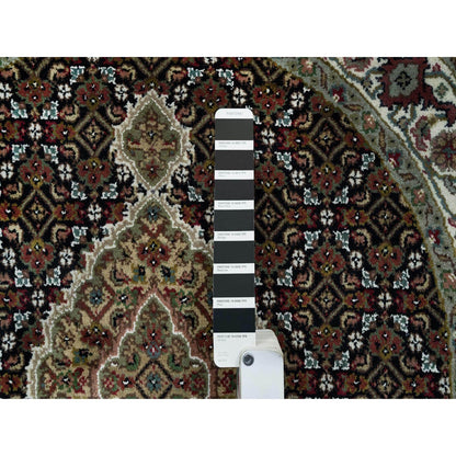 Fine Oriental Wool Hand Knotted Rug Black Vista White 3.3X3.3 -O065783