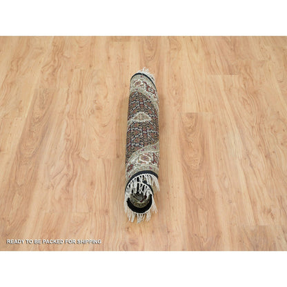 Fine Oriental Wool Hand Knotted Rug Black Vista White 3.3X3.3 -O065783