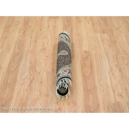 Fine Oriental Wool Hand Knotted Rug Black No Border 3.4X3.4 -O065784