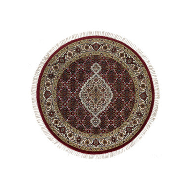 Fine Oriental Wool Hand Knotted Rug Red Porcelain Ivory 3.4X3.4 -O065785