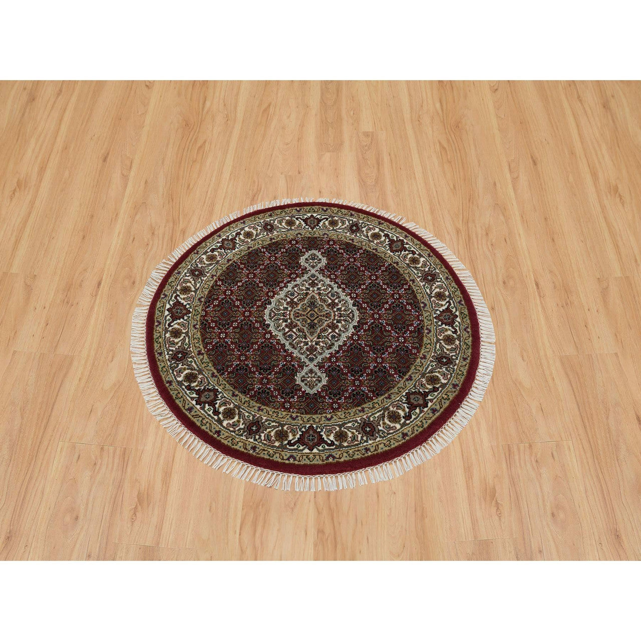Red 3'4" x 3'4" Fine Oriental Porcelain Hand knotted Wool Rug -O065785