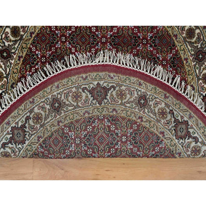 Fine Oriental Wool Hand Knotted Rug Red Porcelain Ivory 3.4X3.4 -O065785