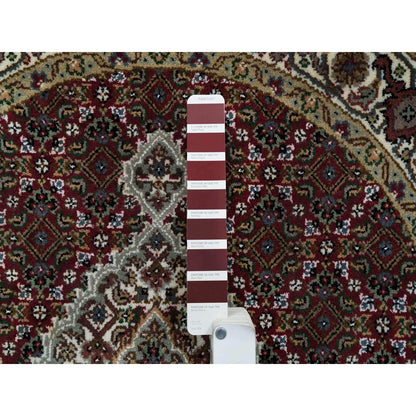 Fine Oriental Wool Hand Knotted Rug Red Porcelain Ivory 3.4X3.4 -O065785