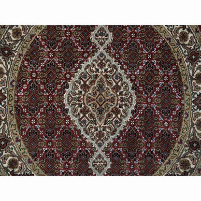 Fine Oriental Wool Hand Knotted Rug Red Porcelain Ivory 3.4X3.4 -O065785