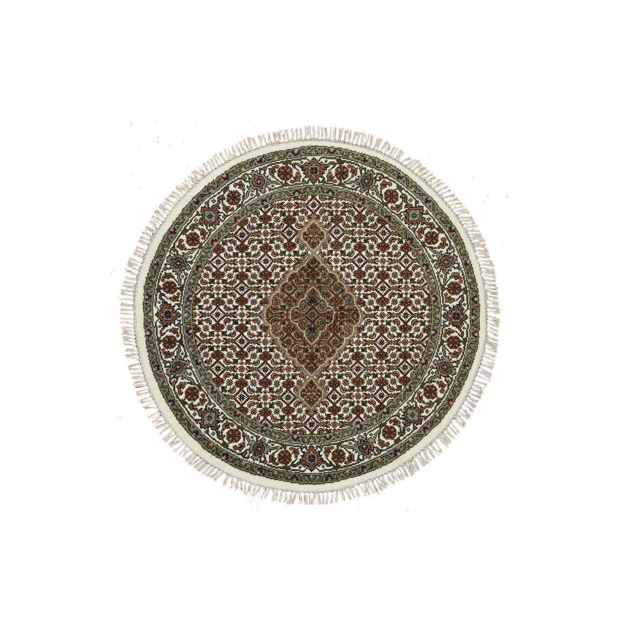 Fine Oriental Wool Hand Knotted Rug Ivory Ivory 3.4X3.4 -O065787