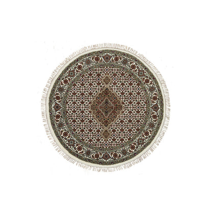 Fine Oriental Wool Hand Knotted Rug Ivory Ivory 3.4X3.4 -O065787