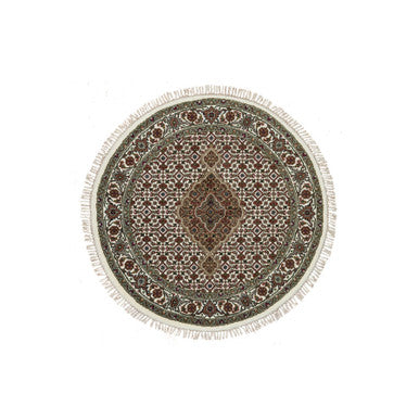 Fine Oriental Wool Hand Knotted Rug Ivory Ivory 3.4X3.4 -O065787