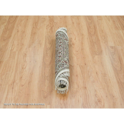 Fine Oriental Wool Hand Knotted Rug Ivory Ivory 3.4X3.4 -O065787
