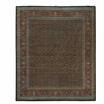 Fine Oriental Wool Hand Knotted Rug Black Brick Red 11.11X15.3 -O065791