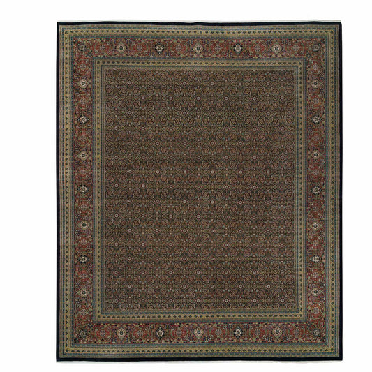Fine Oriental Wool Hand Knotted Rug Black Brick Red 11.11X15.3 -O065791
