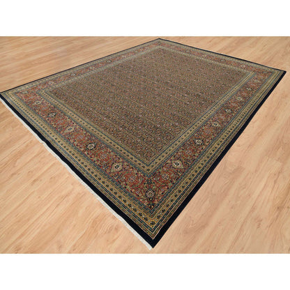 Fine Oriental Wool Hand Knotted Rug Black Brick Red 11.11X15.3 -O065791