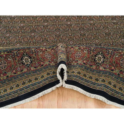 Fine Oriental Wool Hand Knotted Rug Black Brick Red 11.11X15.3 -O065791