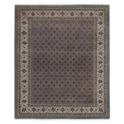 Fine Oriental Wool Hand Knotted Rug Grey Shadow White 8.1X10.0 -O065792