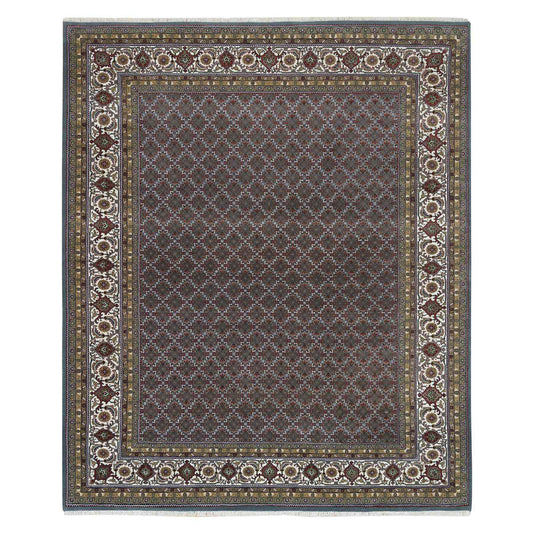 Fine Oriental Wool Hand Knotted Rug Grey Shadow White 8.1X10.0 -O065792