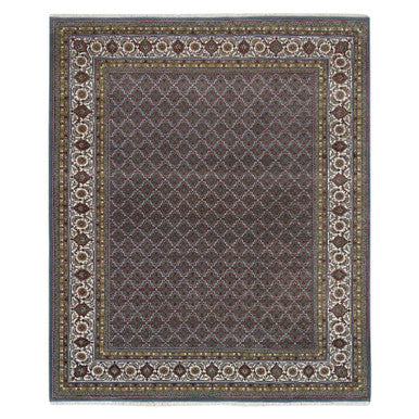 Fine Oriental Wool Hand Knotted Rug Grey Shadow White 8.1X10.0 -O065792