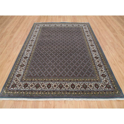 Fine Oriental Wool Hand Knotted Rug Grey Shadow White 8.1X10.0 -O065792