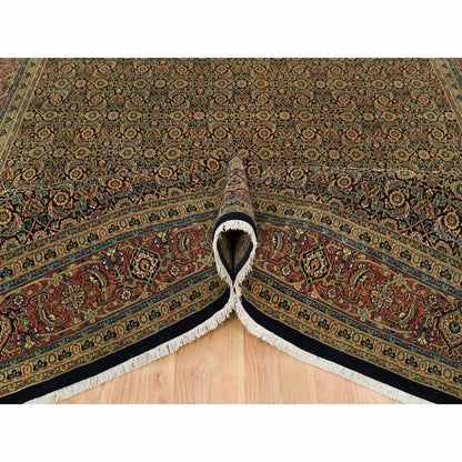 Fine Oriental Wool Hand Knotted Rug Black Vermilion Red 8.10X12.6 -O065794