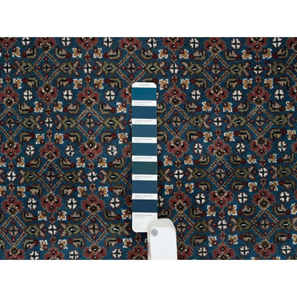 Fine Oriental Wool Hand Knotted Rug Blue Swan White 4.11X8.1 -O065795