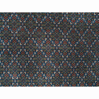 Fine Oriental Wool Hand Knotted Rug Blue Swan White 4.11X8.1 -O065795