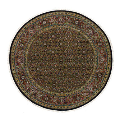 Fine Oriental Wool Hand Knotted Rug Black Sangria Red 8.0X8.0 -O065799