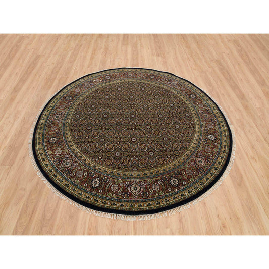 Fine Oriental Wool Hand Knotted Rug Black Sangria Red 8.0X8.0 -O065799