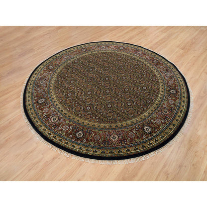 Fine Oriental Wool Hand Knotted Rug Black Sangria Red 8.0X8.0 -O065799
