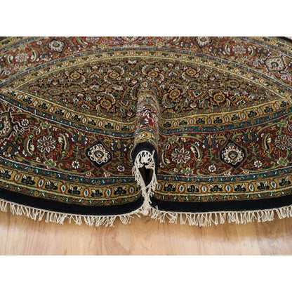 Fine Oriental Wool Hand Knotted Rug Black Sangria Red 8.0X8.0 -O065799