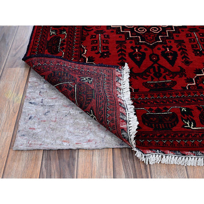 Tribal & Geometric Wool Hand Knotted Rug Red 5.0x7.0 -O0657