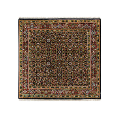 Fine Oriental Wool Hand Knotted Rug Black Sangria Red 4.11X5.0 -O065801
