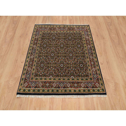 Fine Oriental Wool Hand Knotted Rug Black Sangria Red 5.1X5.3 -O065802