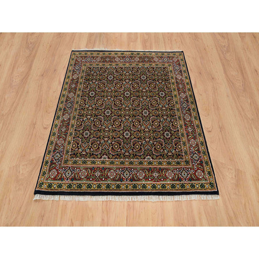 Fine Oriental Wool Hand Knotted Rug Black Sangria Red 5.1X5.3 -O065802