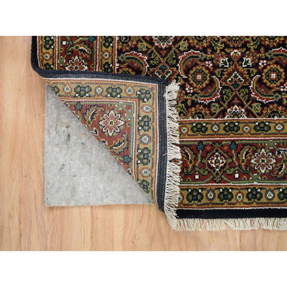 Fine Oriental Wool Hand Knotted Rug Black Sangria Red 5.1X5.3 -O065802