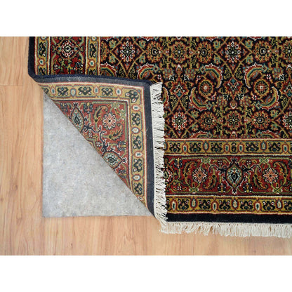 Fine Oriental Wool Hand Knotted Rug Black Sangria Red 4.1X6.3 -O065803