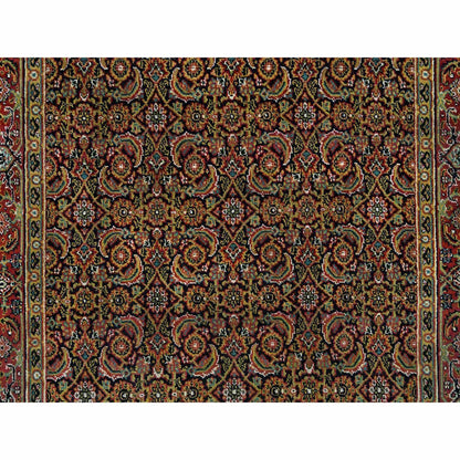 Fine Oriental Wool Hand Knotted Rug Black Sangria Red 4.1X6.3 -O065803
