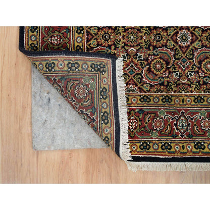 Fine Oriental Wool Hand Knotted Rug Black Sangria Red 4.1X5.9 -O065804