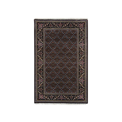 Fine Oriental Wool Hand Knotted Rug Black Eerie Black 3.1X5.1 -O065807