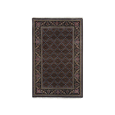 Fine Oriental Wool Hand Knotted Rug Black Eerie Black 3.1X5.1 -O065807
