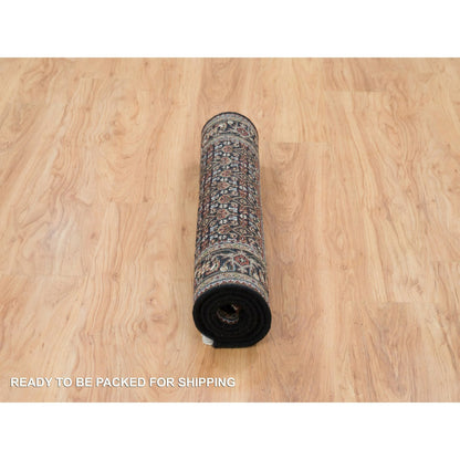 Fine Oriental Wool Hand Knotted Rug Black Eerie Black 3.1X5.1 -O065807