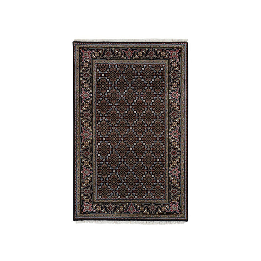Fine Oriental Wool Hand Knotted Rug Black Eerie Black 3.0X5.1 -O065808