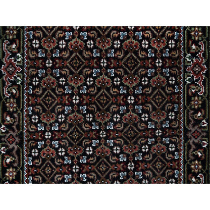 Fine Oriental Wool Hand Knotted Rug Black Eerie Black 2.1X5.3 -O065809