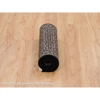 Fine Oriental Wool Hand Knotted Rug Black Eerie Black 2.1X5.3 -O065809