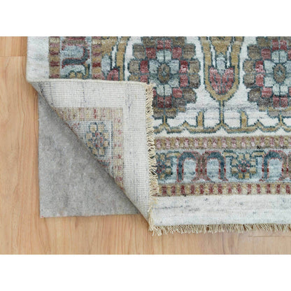 Tribal & Geometric Wool Hand Knotted Rug Ivory Smoky White 13.11X13.11 -O065819