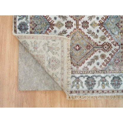 Tribal & Geometric Wool Hand Knotted Rug Ivory Vista White 2.7X21.9 -O065820