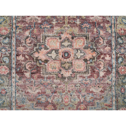 Tribal & Geometric Wool Hand Knotted Rug Red Gray 2.8X21.10 -O065822